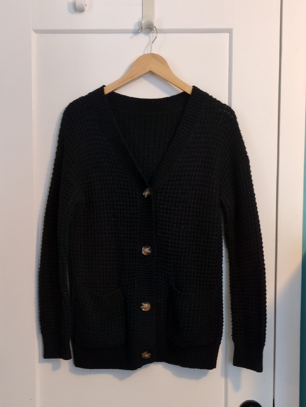 Black Knit Button-Up Cardigan Sweater